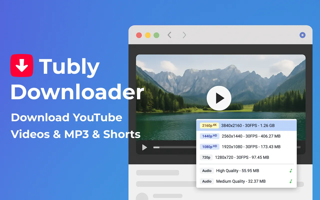 Tubly Downloader Chrome extension interface