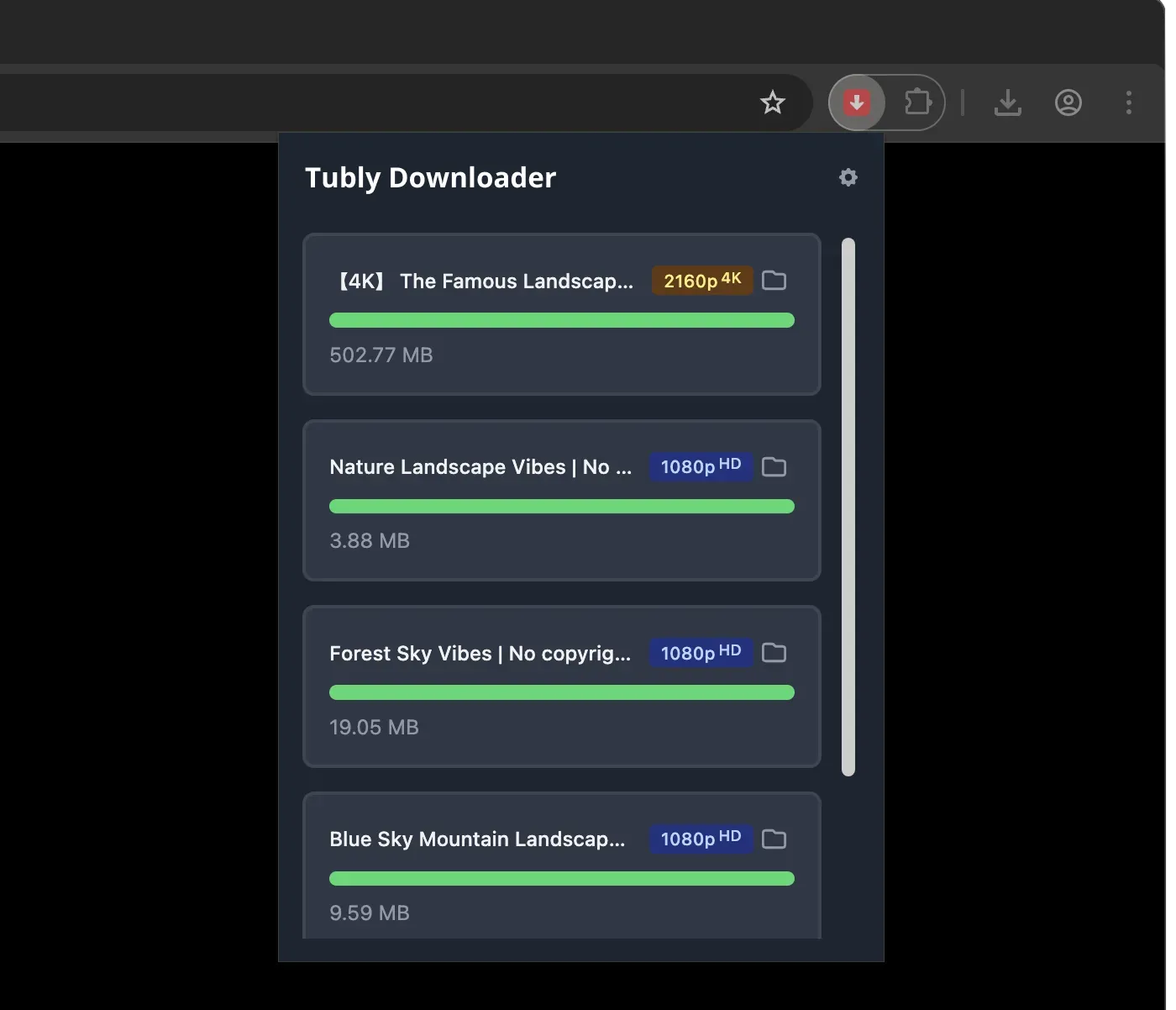 Popup downloads list