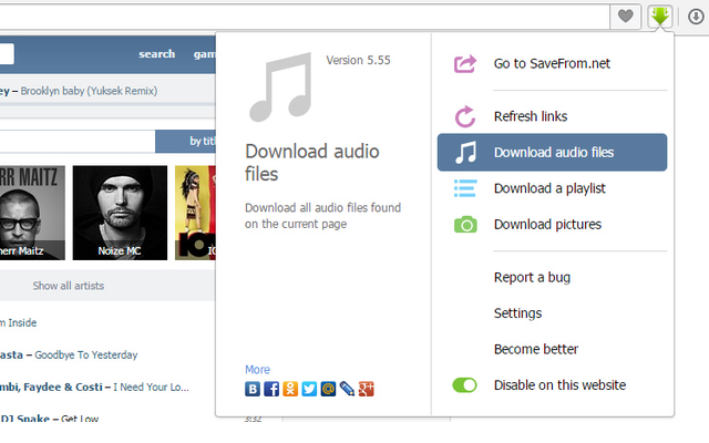 SaveFrom.net interface