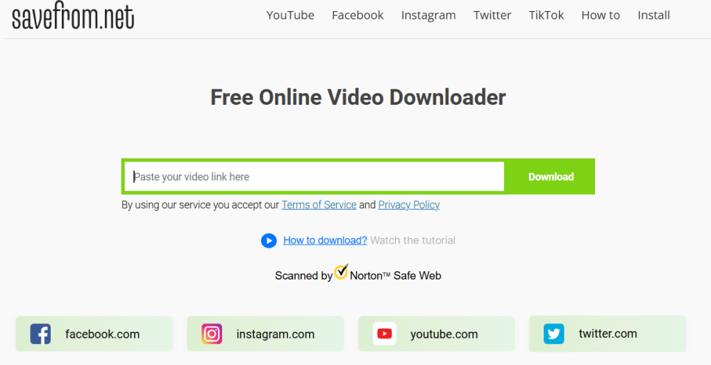 SaveFrom.net interface